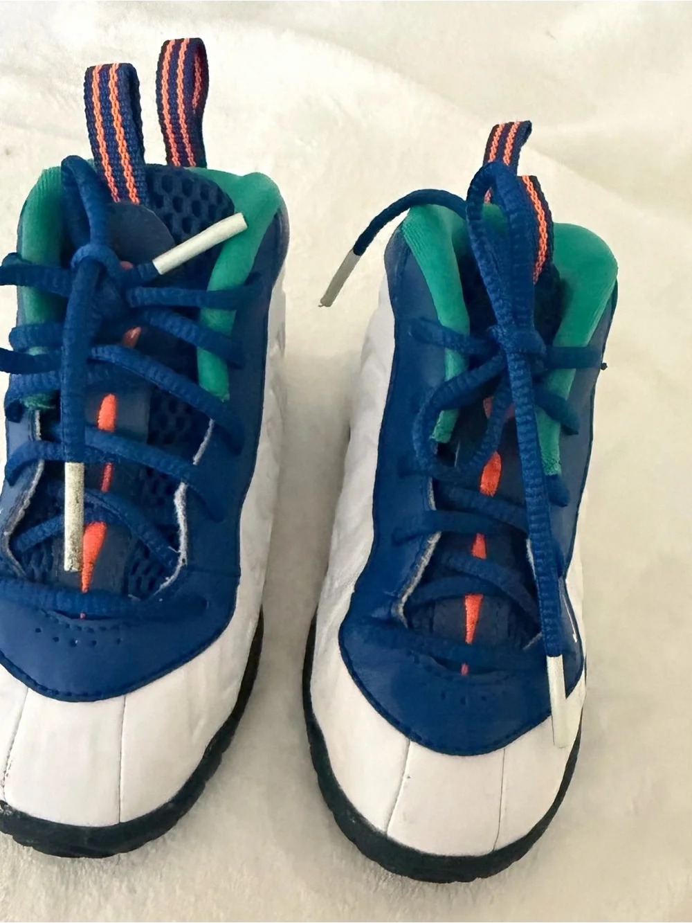 Nike Kids Sneakers - Blue, White & Green with Orange Accents